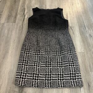 Talbots Womens Black Silver Ombre Sparkle Houndstooth Wool Sheath Dress Size 14P